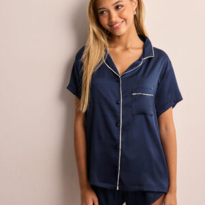 Bluebella - Blå - Abigail Luxury Satin Short Pyjama Set