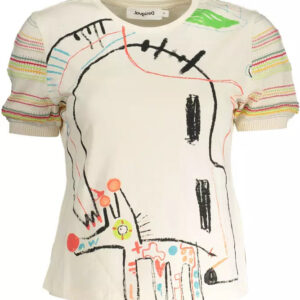 Chic Desigual Printed White Tee with Contrasting Accents