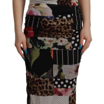 Dolce & Gabbana Elegant Patchwork Midi Silk Blend Dress