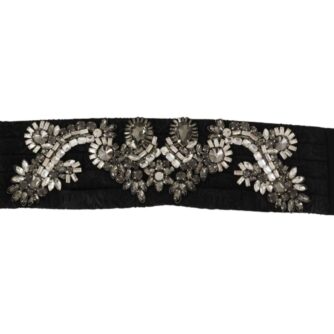 Dolce & Gabbana Sort Silke Brass Krystal Embellished Waist Bælte