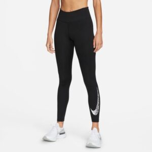 Nike Dri Fit Swoosh Run Mid-rise 7/8 Tight Str: M (Dame) Sort - Løbetights og Løbebukser med Reflekser og Lommer