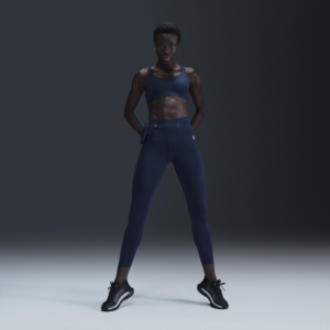 Nike Trail Go-leggings i 7/8 længde med høj talje, fast støtte og lommer til kvinder - blå