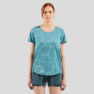 Odlo Zeroweight Chill-tec Print T-shirt Crew Neck Str: S (Dame) Grøn - T-shirts med reflekser