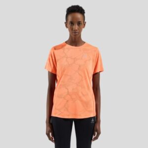 Odlo Zeroweight Engineered Chill-tec T-shirt Crew Neck Str: M (Dame) Orange - T-shirts med reflekser