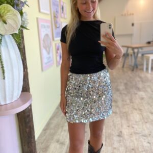 Pieces - Nederdel - Pc Disco Hw Mini Skirt - Silver (Levering slut oktober)