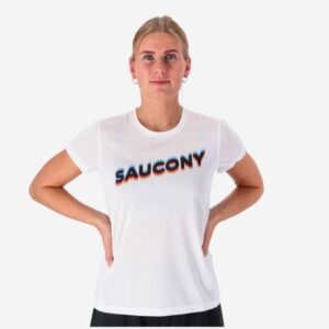 Saucony Stopwatch Graphic Short Sleeve Str: M (Dame) Hvid - T-shirts