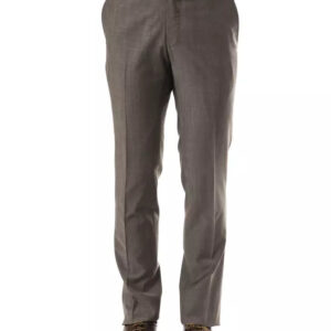 Uominitaliani Elegant Gray Woolen Suit Pants