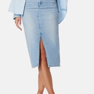 VERO MODA Vmveri High Rise calf denim skirt Light Blue Denim XL