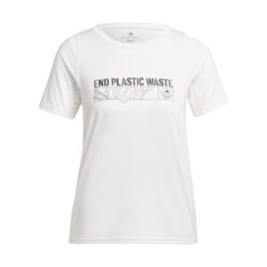 Adidas End Plastic Waste Dame T-shirt M - Hvid, Refleksdetaljer & Mesh Under Ærmerne