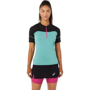 Asics Fujitrail Top Str. L - Dame T-shirt med Reflekser & Svedtransport, Grøn