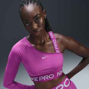 Asymmetrisk Nike Pro Shine Dri-FIT-croptop til kvinder - lilla