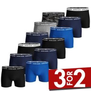 Björn Borg 12P Essential Shorts 222 Sort/Blå bomuld X-Large Herre