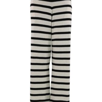 Continue - Bukser - Rita Knit Pants - Sand With Black Stripe