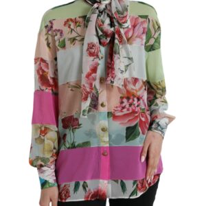 Dolce & Gabbana Elegant Multicolor Silk Blend Long Sleeve Top