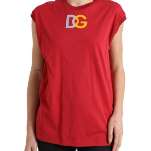 Dolce & Gabbana Elegant Red Cotton Crew Neck Tank Top