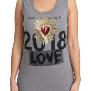 Dolce & Gabbana Sequined Heart Tank Top in Gray