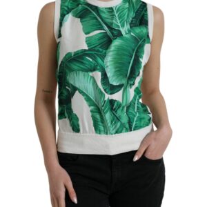 Dolce & Gabbana Silk Banana Leaf Print Tank Top