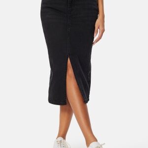 Happy Holly Denim Midi Slit Skirt Black 34