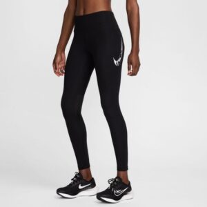 Nike Dri-FIT Fast Swoosh 7/8 Løbetights, Str. L, Sort - Dame, Mellemhøj Talje, Komfortabel løb