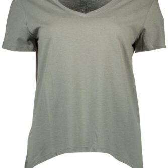 Silvian Heach Chic V-Neck Green Tee with Logo Detailing