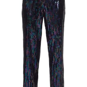 Y.A.S - Bukser - YAS Eliva Sequin HW Straight Pant - Show Black