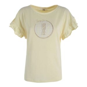 Yes Zee Chic Bat Sleeve Ruffled Cotton Tee - Sunny Yellow