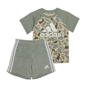 Adidas Dino Camo Allover Print Tshirt Og Shorts Sæt Herre 74 Grøn