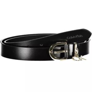 Calvin Klein Elegant Black Leather Belt with Logo Buckle