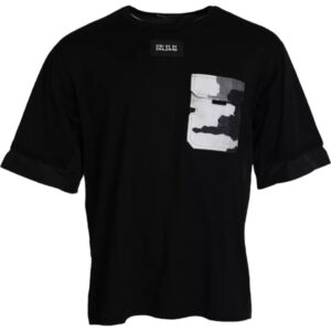 Dolce & Gabbana Black Cotton Pocket Short Sleeves Herre T-shirt