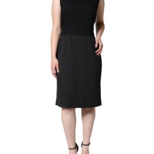 Dolce & Gabbana Black Cotton Sheath Knee Length Dress