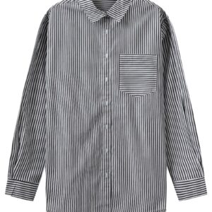 H2O - Skjorte Rønne Essential Pajamas L/S Shirt - Black/White Stripe (Levering midt december)