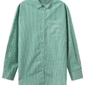 H2O - Skjorte - Rønne Essential Pajamas L/S Shirt - Green/White (Levering midt december)