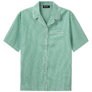 H2O - Skjorte - Rønne Essential Pajamas Shirt - Green/White (Levering midt december)