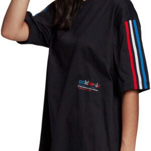 Adidas Adicolor Tricolor Oversize Tshirt Dame 34 Sort