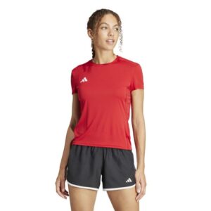Adidas Adizero T-shirt Str. L - Rød, Letvægts & Åndbar til Dame - Perfekt til Løb