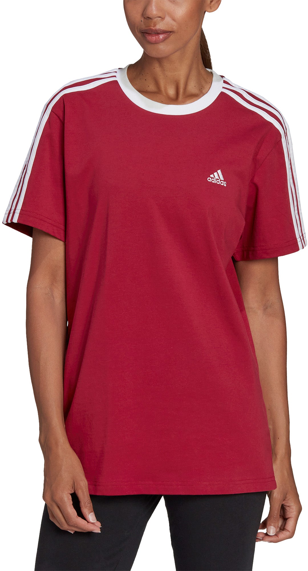 Adidas Essentials 3stripes Tshirt Dame Xs Rød Adidas Essentials 3stripes Tshirt Dame Xs Rød