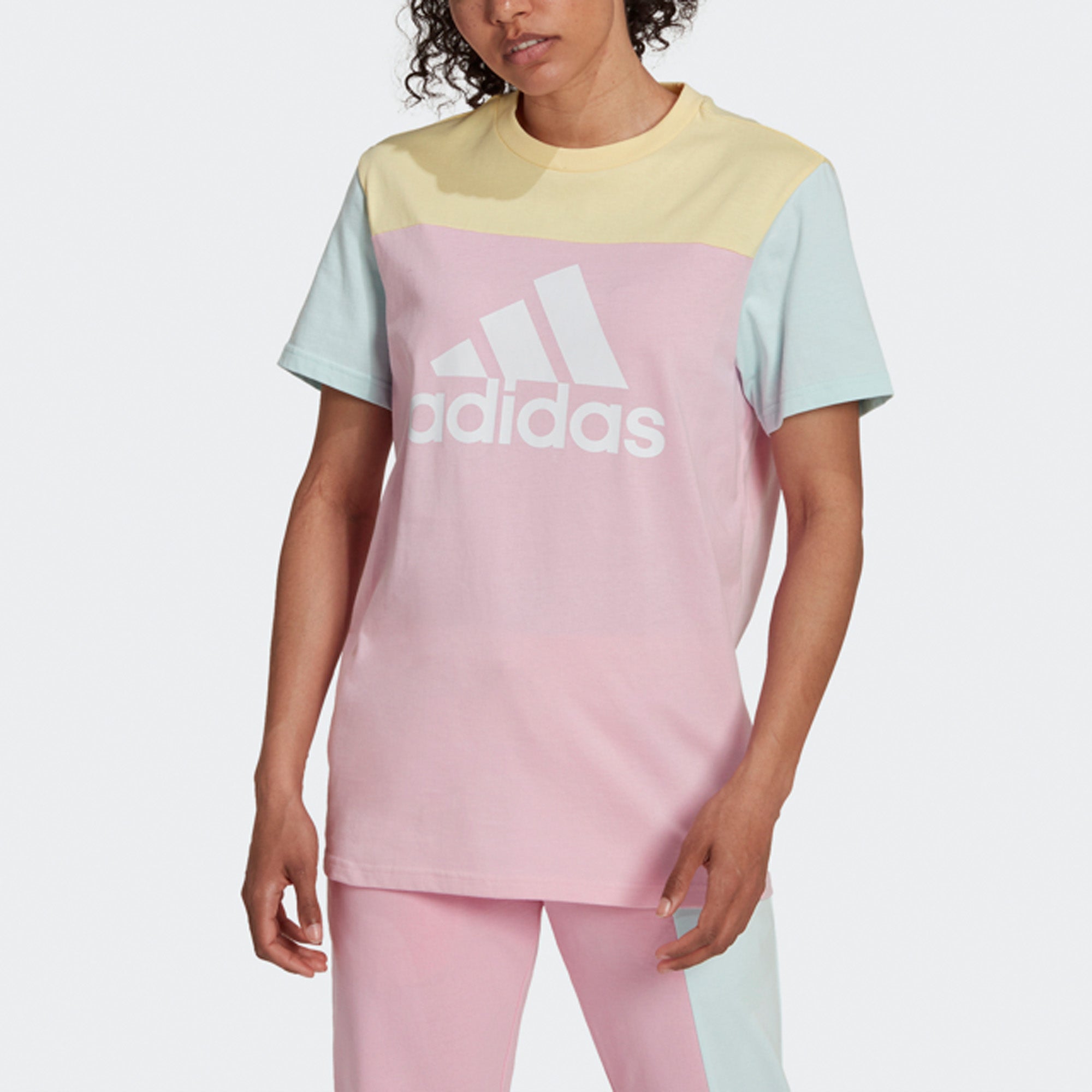 Adidas Essentials Colorblock Logo Tshirt Dame Xs Pink Adidas Essentials Colorblock Logo Tshirt Dame Xs Pink