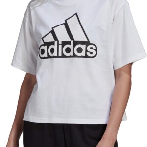 Adidas Essentials Logo Boxy Tshirt Dame Xs Hvid