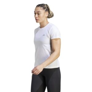 Adidas Fast Tee Str. M - Dame, Hvid Løbe T-shirt m. Reflekser & Aeroready, 50% Ocean Plastic