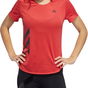 Adidas Run It 3stripes Fast Tshirt Dame Xs Rød