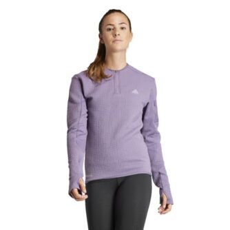 Adidas ULT CTE ½ Zip Løbetrøje Dame XS - Åndbar & Hurtigttørrende, Lilla