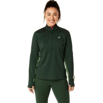 Asics 1/2 Zip Midlayer Løbetrøje Dame, XS - Grøn | Åndbar & Komfortabel til Vinterløb