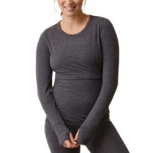 Boob Merino Wool Long Sleeve Top Mørkgrå merinould Small Dame