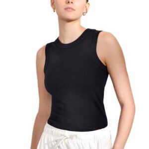 Bread and Boxers Tank Crew Neck Ribbed Sort økologisk bomuld Small Dame