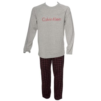 Calvin Klein Holiday PJ Woven LS Pant Set Grå/Rød bomuld Large Herre Calvin Klein Holiday PJ Woven LS Pant Set Grå/Rød bomuld Large Herre