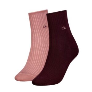 Calvin Klein Strømper 2P Short Sock Roll Top Sort/Rosa Str 39/42 Dame
