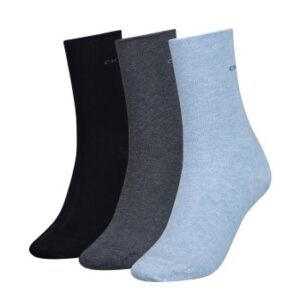 Calvin Klein Strømper 3P Emma Roll Top Crew Socks Blå/Grå One Size Dame