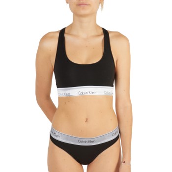 Calvin Klein Trusser Modern Cotton Metallic Set Sort/Sølv Large Dame Calvin Klein Trusser Modern Cotton Metallic Set Sort/Sølv Large Dame