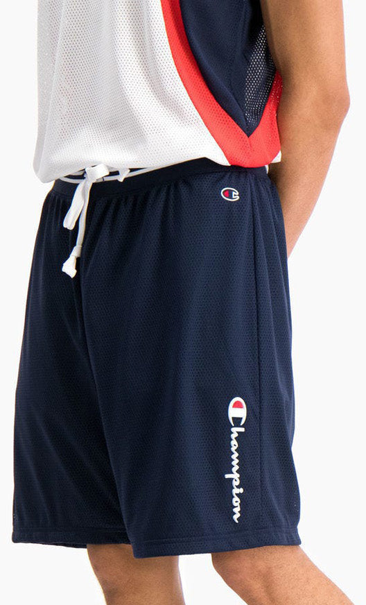 Champion Vertical Script Logo Mesh Basketball Shorts Herre Xs Blå Champion Vertical Script Logo Mesh Basketball Shorts Herre Xs Blå