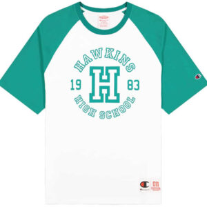 Champion X Stranger Things Hawkins Raglan Tshirt Unisex Xs Hvid